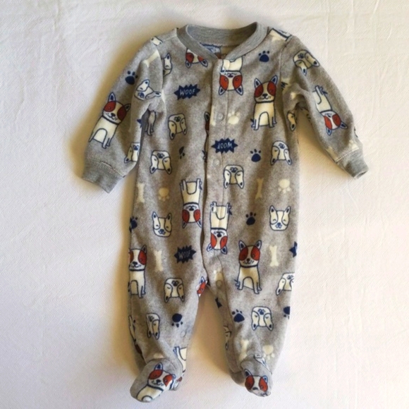 carter's 2-pack dog fleece snap footie sleeper pajamas bundle newborn baby boy - Picture 2 of 12